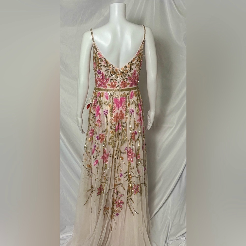 Mac Duggal Pink & Gold Embroidered Floral Maxi Dress - Picture 6 of 10